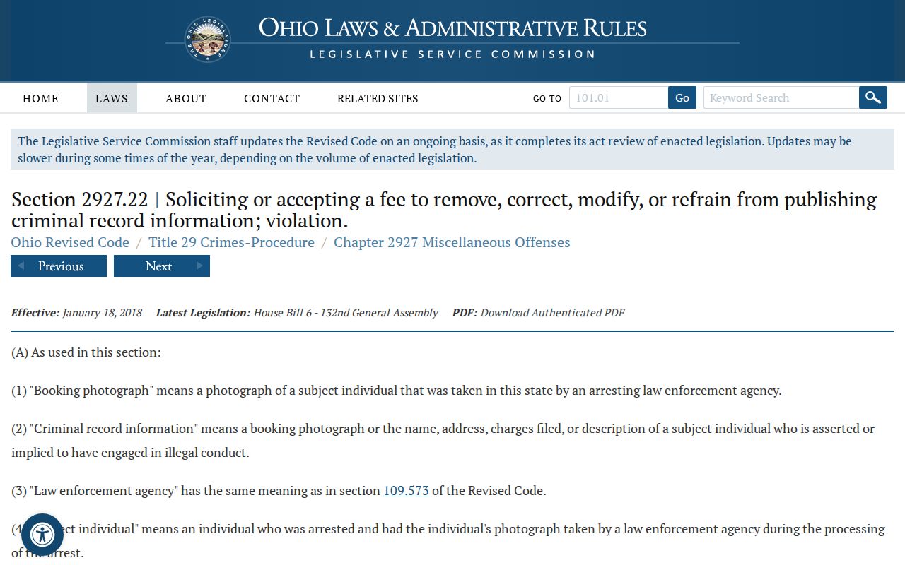 Ohio paid-removal law for Darke County released inmate mugshots